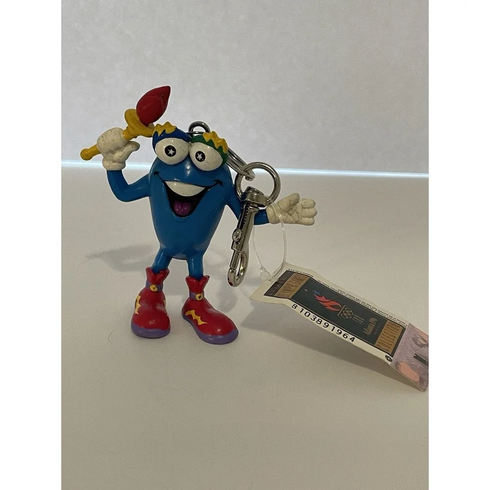 Olympics 1996 Atlanta Games Izzy Mascot Toy Figure Keychain VTG With Tag 90s